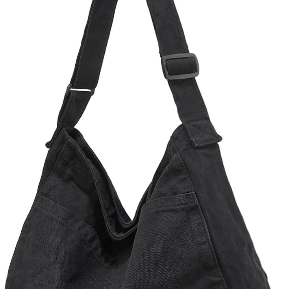 Canvas Tote Bag Large Capacity Hobo Crossbody for Travel Work School